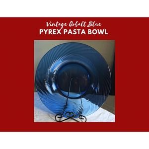 Festiva Pyrex Corelle Corning Cobalt Blue 11" Pasta Serving Bowl swirl pattern